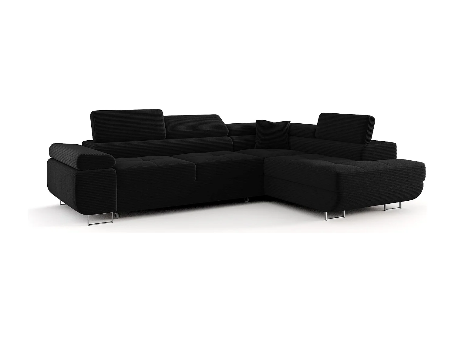 ECKSOFA EMILY mit Schlaffunktion Poso 135 Schwarz Rechts L-Form Sofa mit Stauraum Bettkasten Wohnzimmersofa Couch Sofa Bettsofa Bettkasten Bettcouch