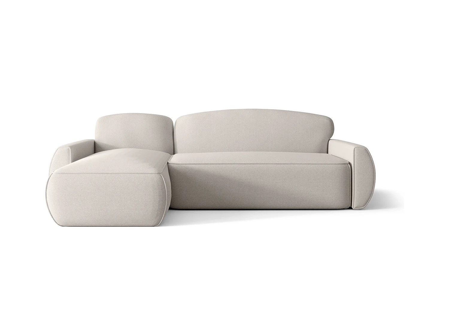 Narożnik z funkcją spania LUCAS Curio 02 kremowy lewy sofa w kształcie L z pojemnikiem na pościel sofa do salonu, sofa rozkładana, sofa z pojemnikiem