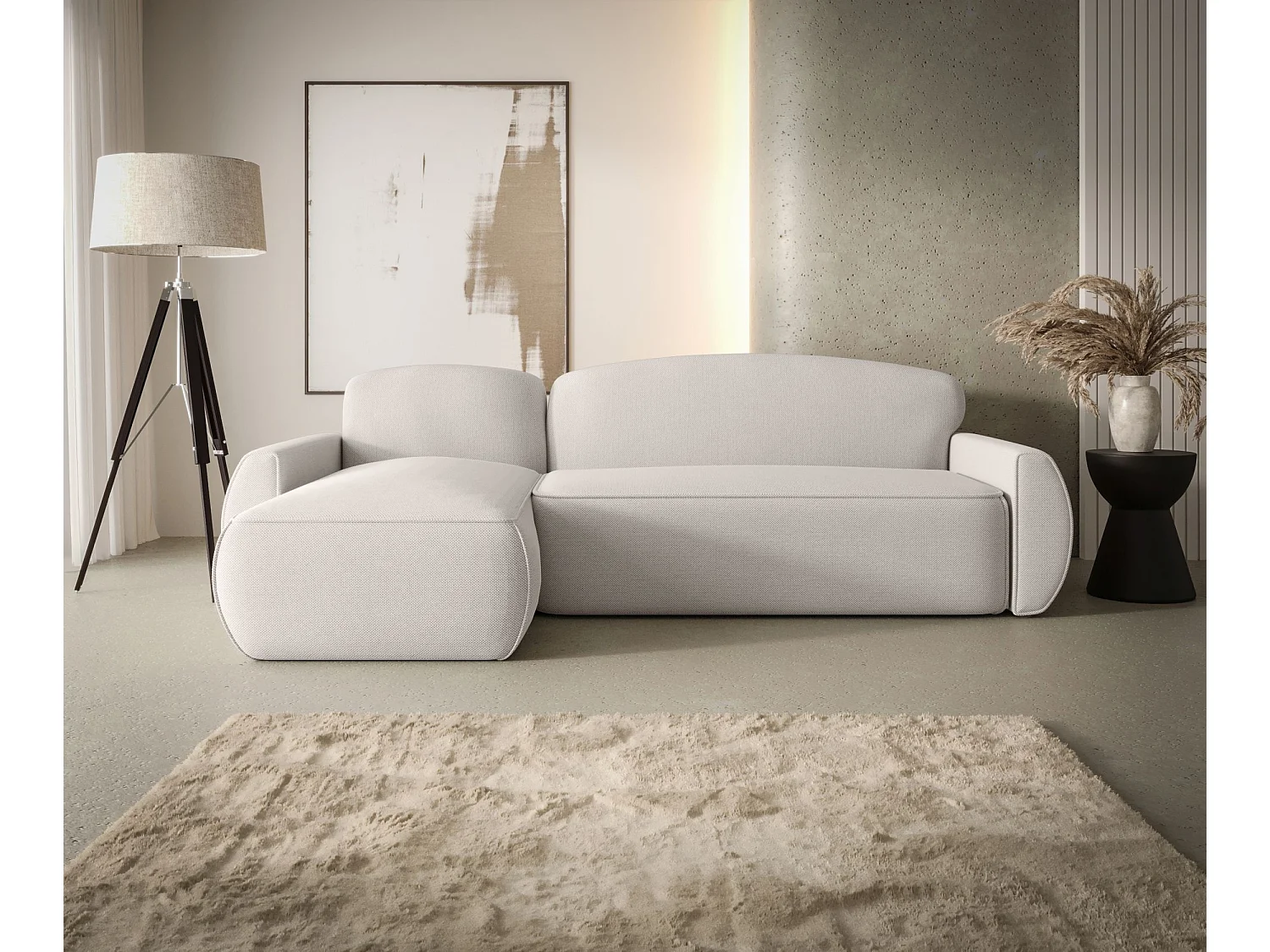 ECKSOFA mit Schlaffunktion LUCAS Curio 02 Creme Links L-Form Sofa mit Stauraum Bettkasten Wohnzimmersofa Couch Sofa Bettsofa Bettkasten Bettcouch