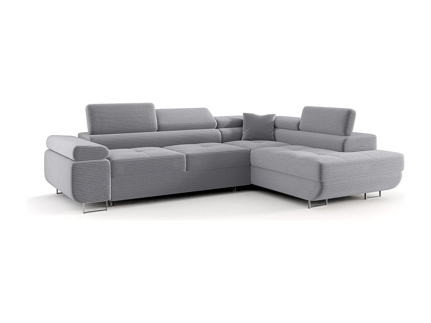 ECKSOFA EMILY mit Schlaffunktion Poso 55 Hellgrau Rechts L-Form Sofa mit Stauraum Bettkasten Wohnzimmersofa Couch Sofa Bettsofa Bettkasten Bettcouch