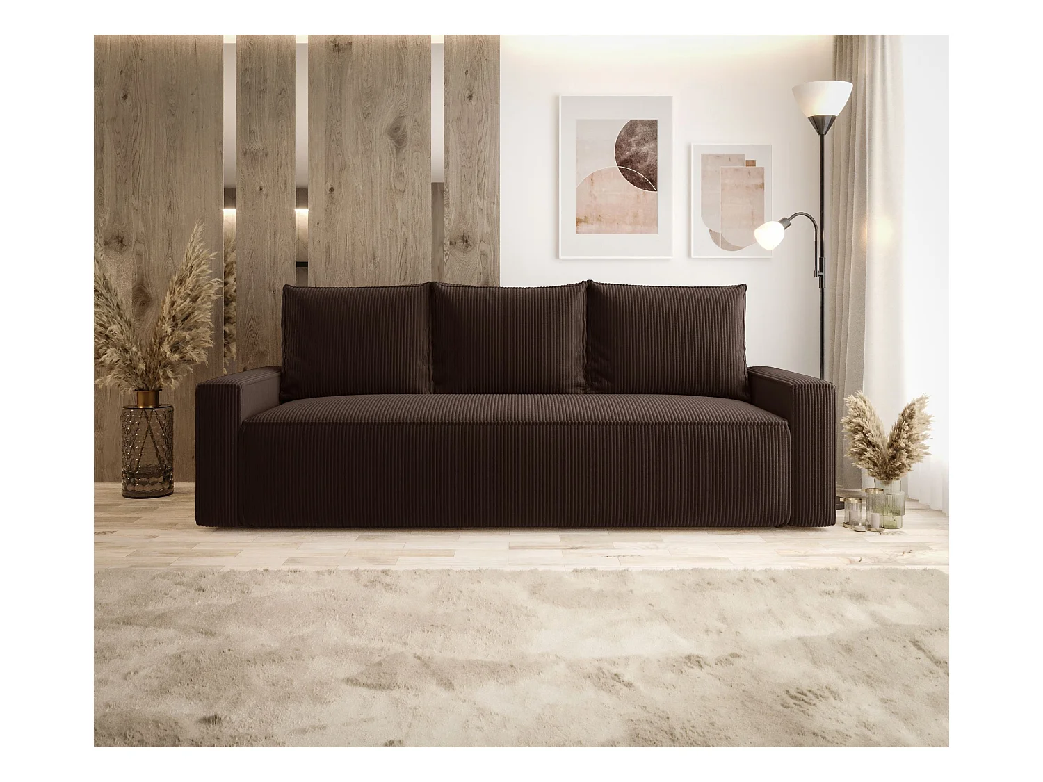 Bank SAVIO Poso 06 bruin met opbergruimte woonkamerbank, slaapbank, bank met opbergruimte