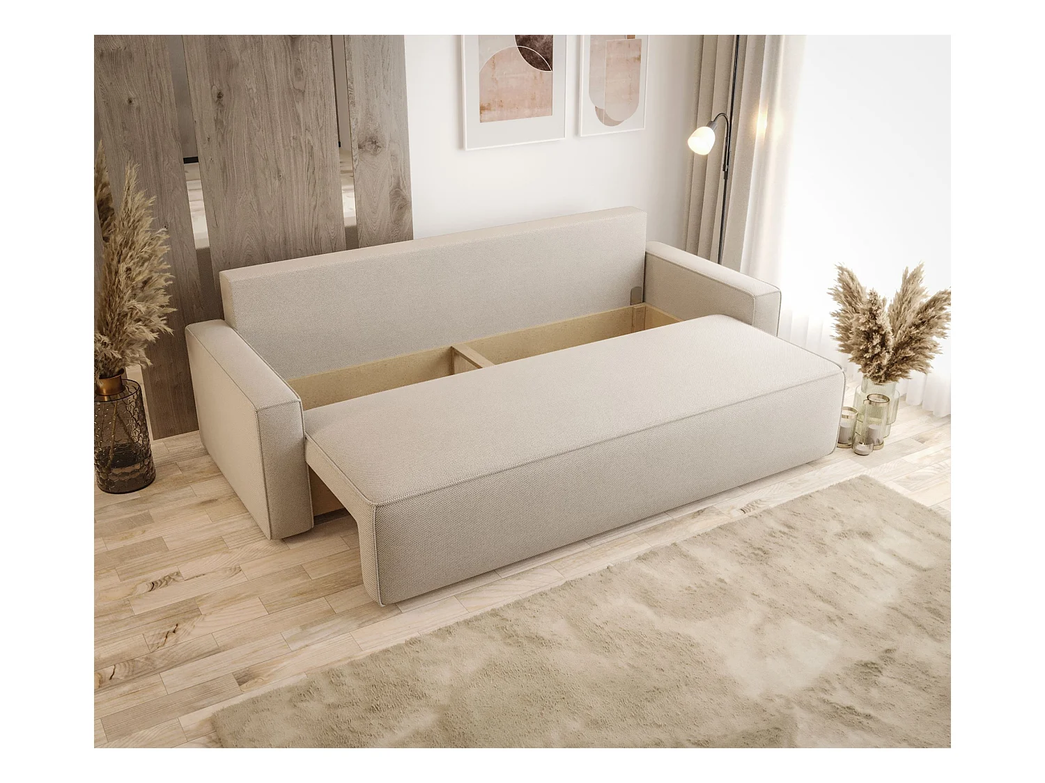 Bank SAVIO Poso 06 bruin met opbergruimte woonkamerbank, slaapbank, bank met opbergruimte