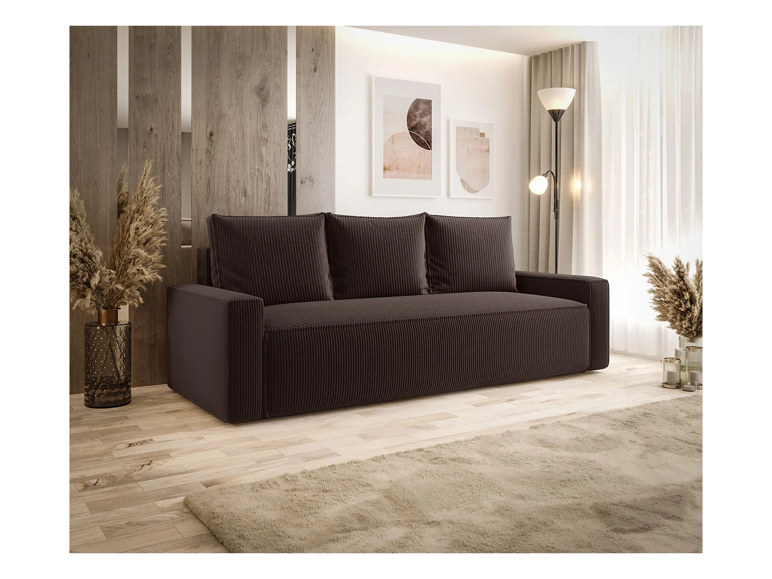 Bank SAVIO Poso 06 bruin met opbergruimte woonkamerbank, slaapbank, bank met opbergruimte