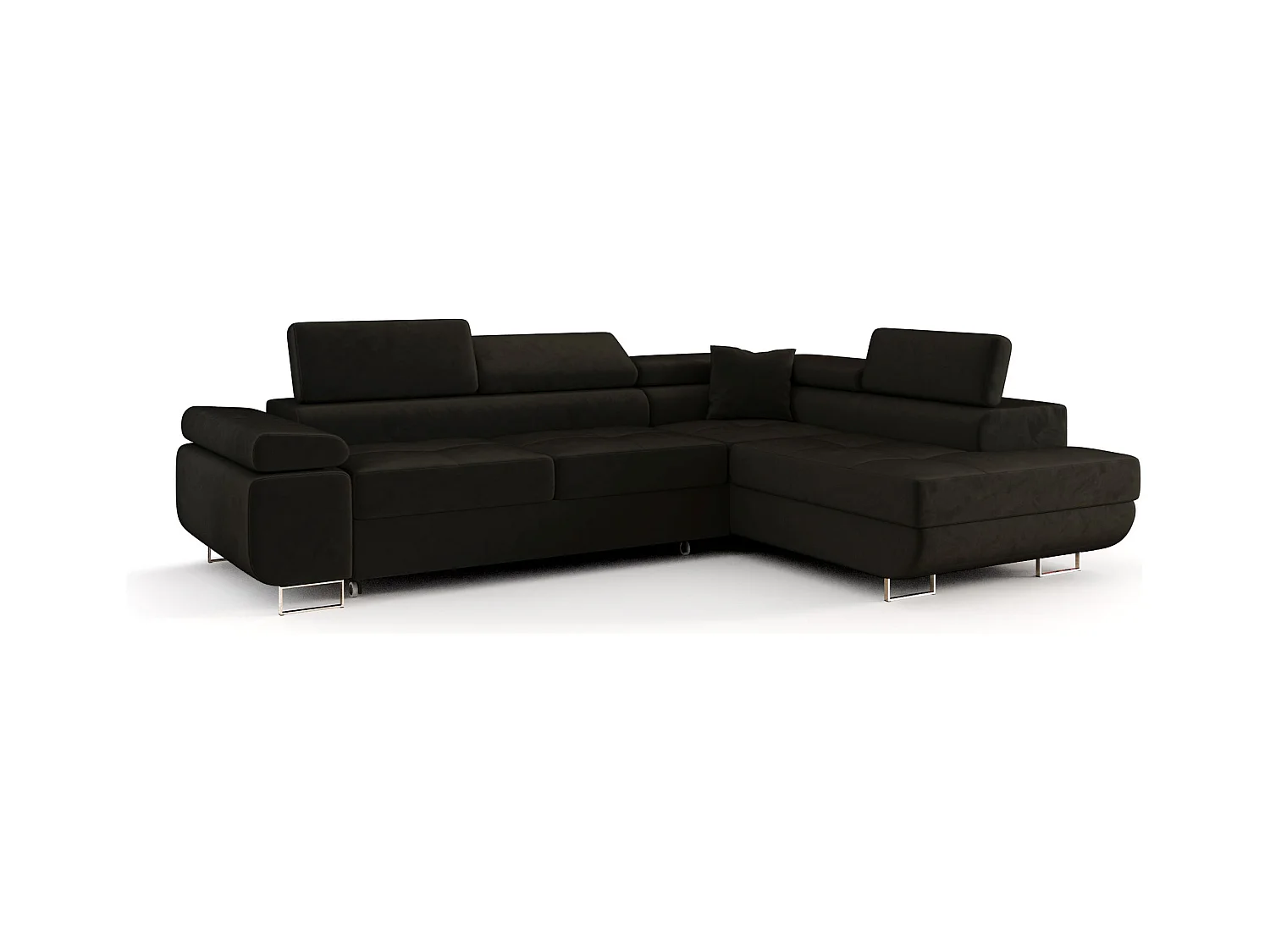 ECKSOFA EMILY mit Schlaffunktion Monolith 95 Schwarz Rechts L-Form Sofa mit Stauraum Bettkasten Wohnzimmersofa Couch Sofa Bettsofa Bettkasten Bettcouch