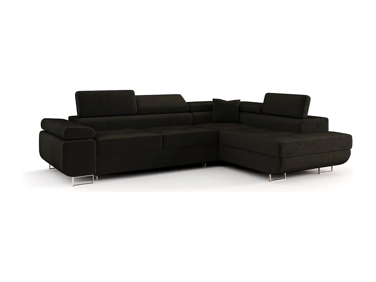 ECKSOFA EMILY mit Schlaffunktion Monolith 95 Schwarz Rechts L-Form Sofa mit Stauraum Bettkasten Wohnzimmersofa Couch Sofa Bettsofa Bettkasten Bettcouch