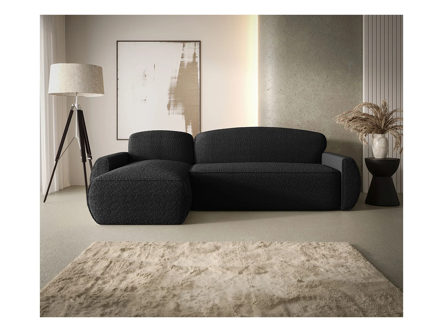 Hoekbank met slaapfunctie LUCAS Quelle 100 zwart links L-vormige bank met opbergruimte woonkamerbank, slaapbank, bank met opbergruimte