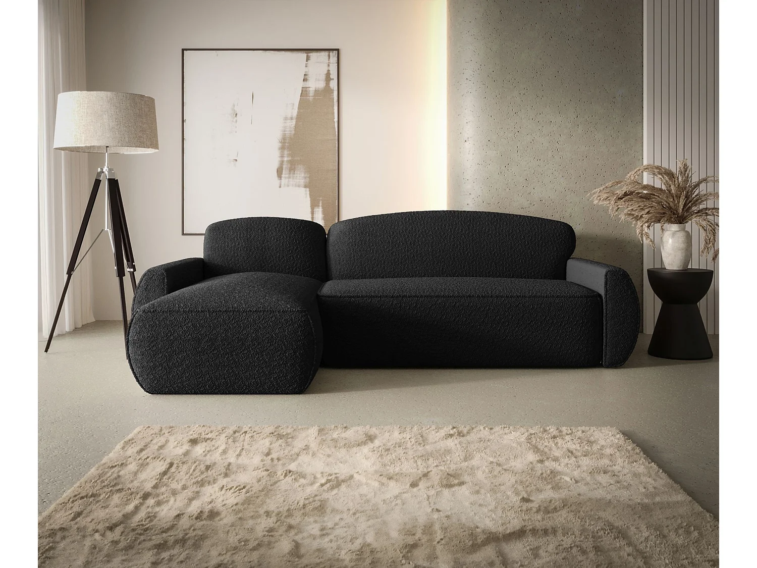 ECKSOFA mit Schlaffunktion LUCAS Quelle 100 Schwarz Links L-Form Sofa mit Stauraum Bettkasten Wohnzimmersofa Couch Sofa Bettsofa Bettkasten Bettcouch