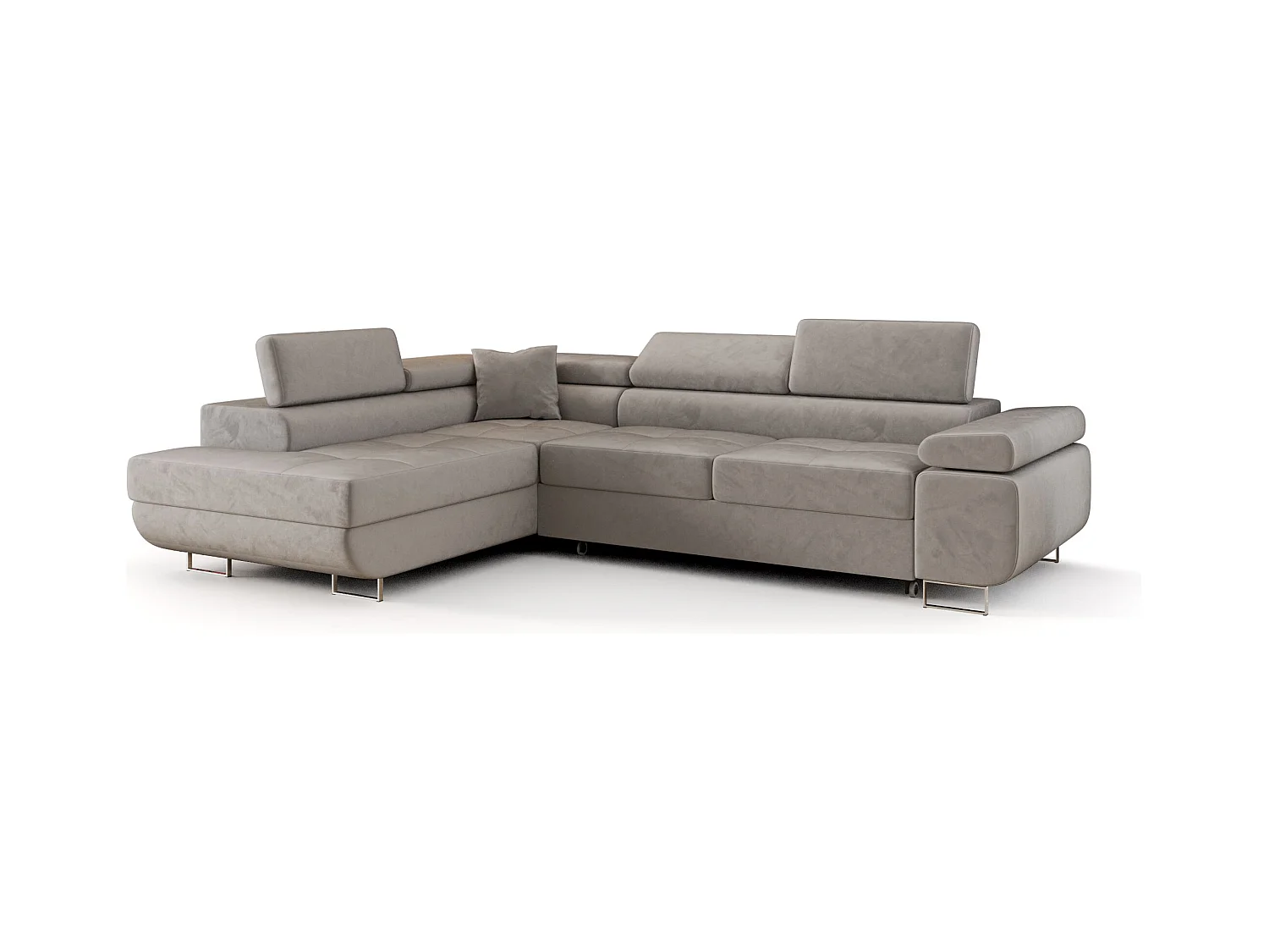 HOEKBANK EMILY met slaapfunctie Monolith 84 Grijs Links L-vorm bank met opbergruimte, slaapbank, woonkamerbank