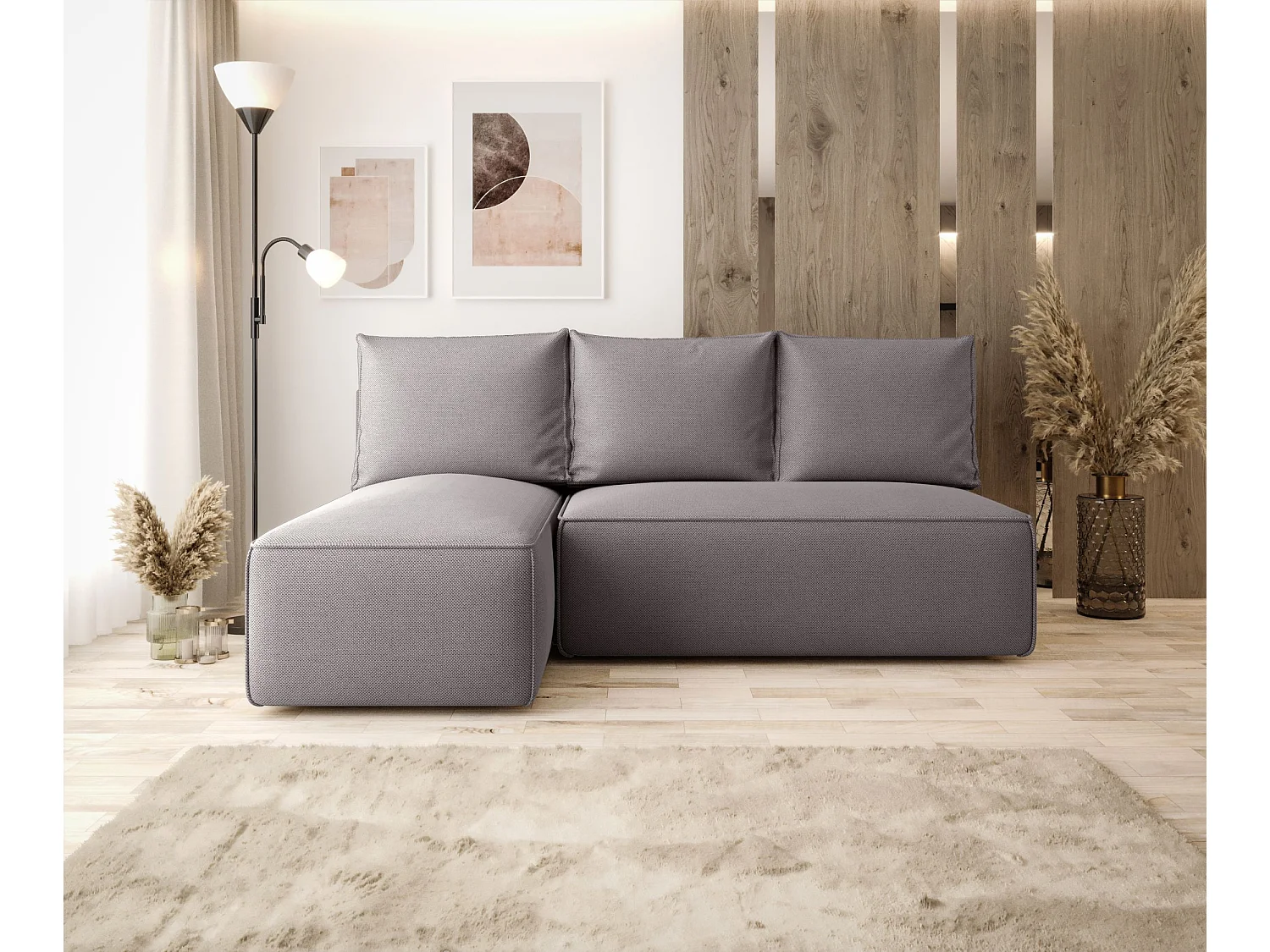 ECKSOFA mit Schlaffunktion SAVIO MINI Curio 83 Grau Links L-Form Sofa mit Stauraum Bettkasten Wohnzimmersofa Couch Sofa Bettsofa Bettkasten Bettcouch