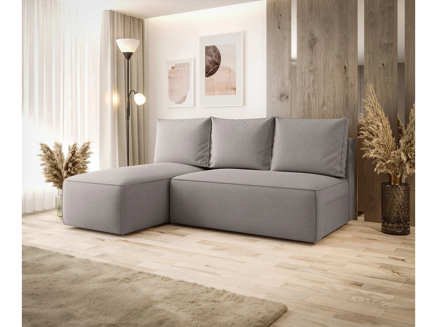 ECKSOFA mit Schlaffunktion SAVIO MINI Curio 83 Grau Links L-Form Sofa mit Stauraum Bettkasten Wohnzimmersofa Couch Sofa Bettsofa Bettkasten Bettcouch