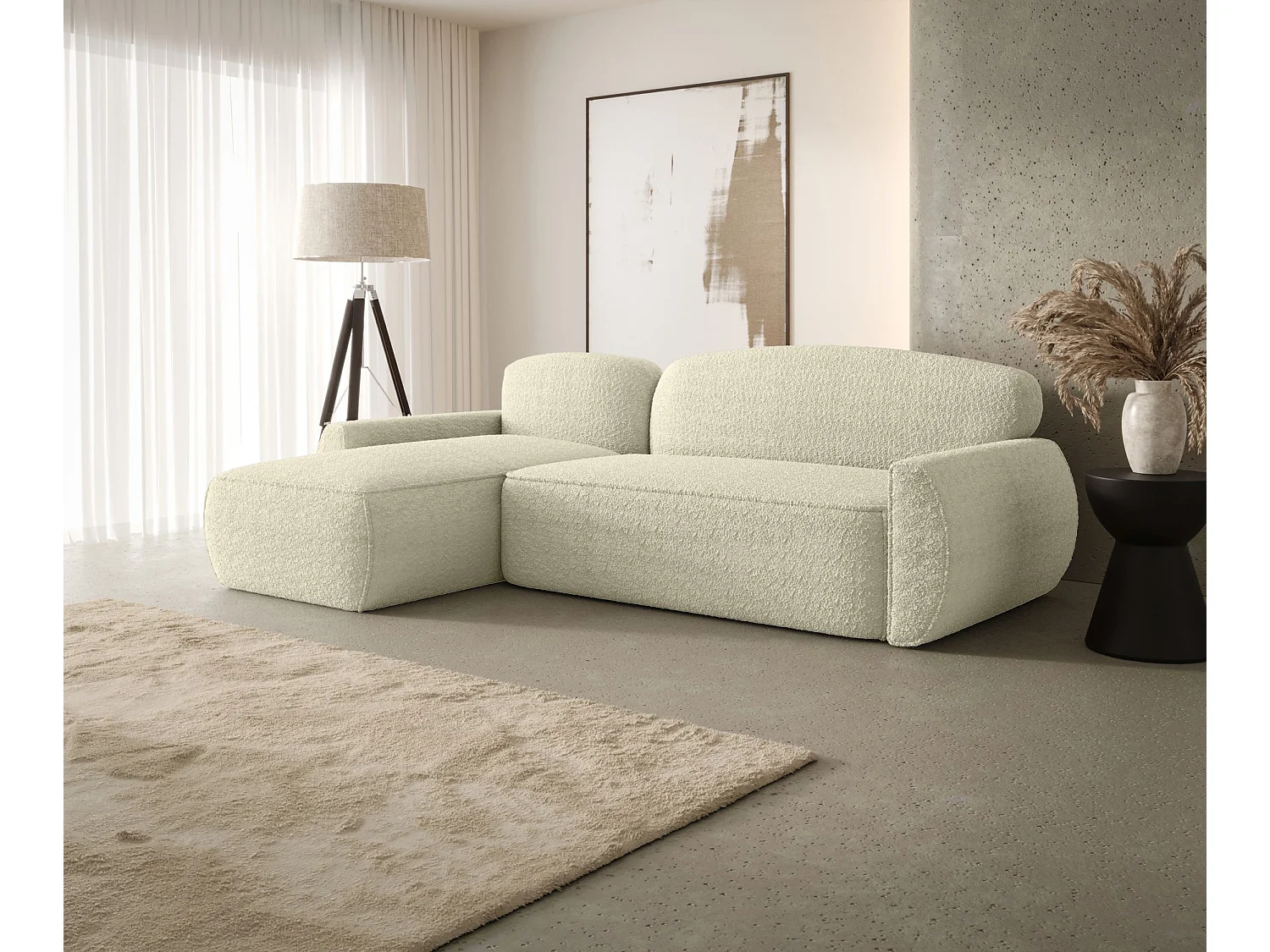 ECKSOFA mit Schlaffunktion LUCAS Quelle 02 Ecru Links L-Form Sofa mit Stauraum Bettkasten Wohnzimmersofa Couch Sofa Bettsofa Bettkasten Bettcouch