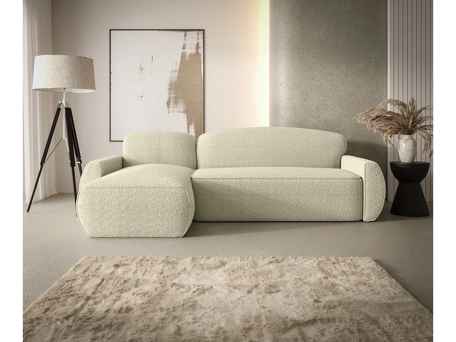 ECKSOFA mit Schlaffunktion LUCAS Quelle 02 Ecru Links L-Form Sofa mit Stauraum Bettkasten Wohnzimmersofa Couch Sofa Bettsofa Bettkasten Bettcouch