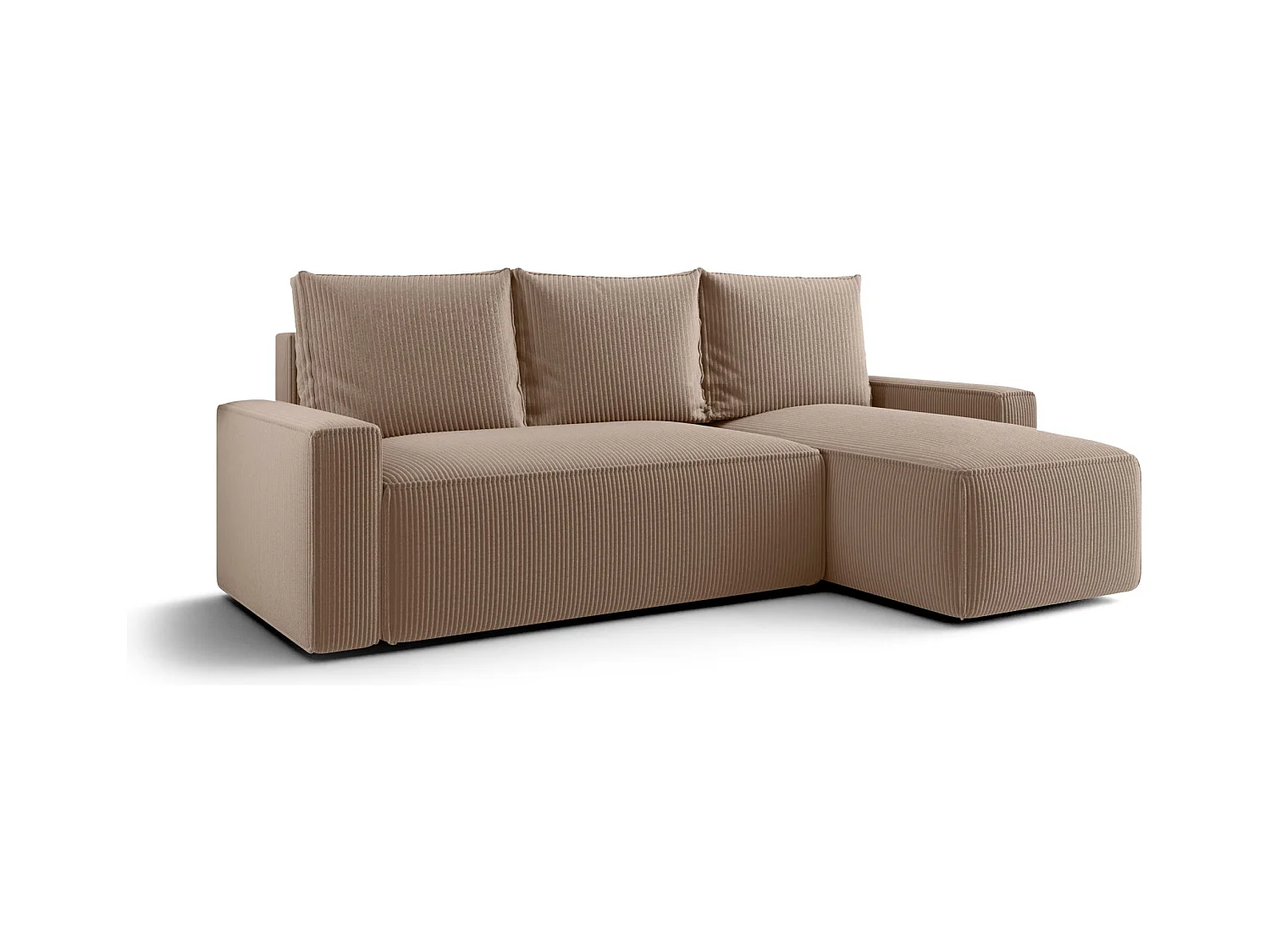 ECKSOFA mit Schlaffunktion SAVIO Poso 02 Hellbraun Rechts L-Form Sofa mit Stauraum Bettkasten Wohnzimmersofa Couch Sofa Bettsofa Bettkasten Bettcouch