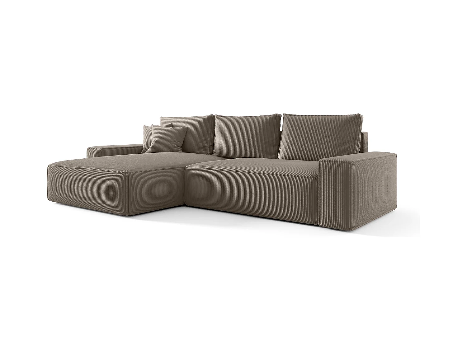 Narożnik MONA z funkcją spania POSO 03 jasnobrązowy lewy sofa w kształcie litery L z pojemnikiem na pościel kanapa do salonu sofa rozkładana