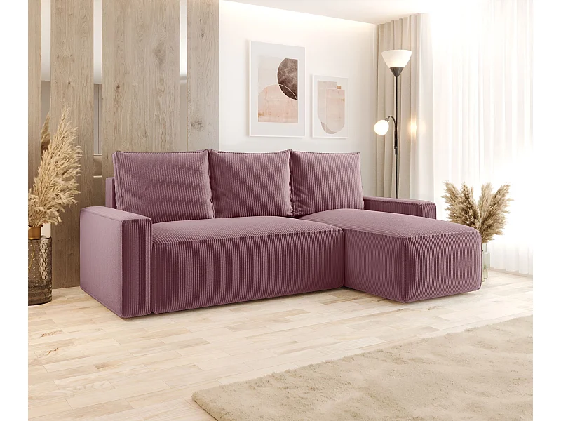 ECKSOFA mit Schlaffunktion SAVIO Poso 130 Violett Rechts L-Form Sofa mit Stauraum Bettkasten Wohnzimmersofa Couch Sofa Bettsofa Bettkasten Bettcouch