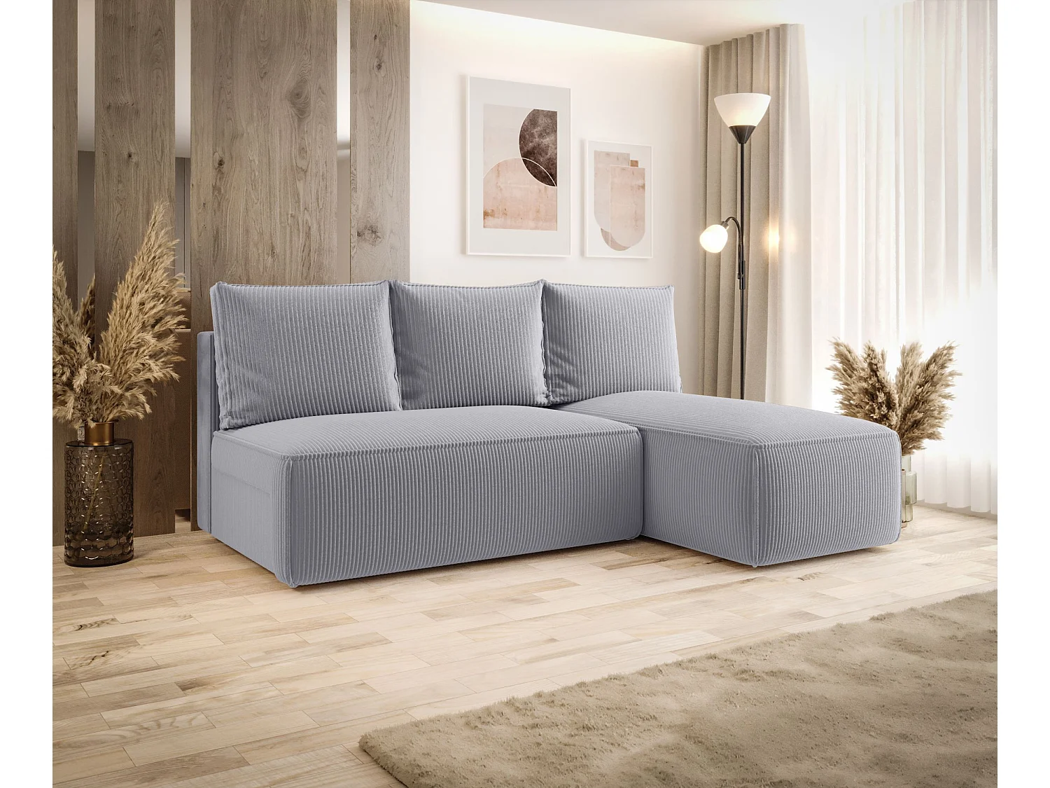ECKSOFA mit Schlaffunktion SAVIO MINI Poso 55 Grau Rechts L-Form Sofa mit Stauraum Bettkasten Wohnzimmersofa Couch Sofa Bettsofa Bettkasten Bettcouch