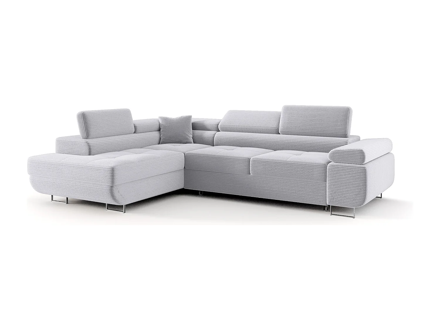 ECKSOFA EMILY mit Schlaffunktion Poso 110 Hellgrau Links L-Form Sofa mit Stauraum Bettkasten Wohnzimmersofa Couch Sofa Bettsofa Bettkasten Bettcouch