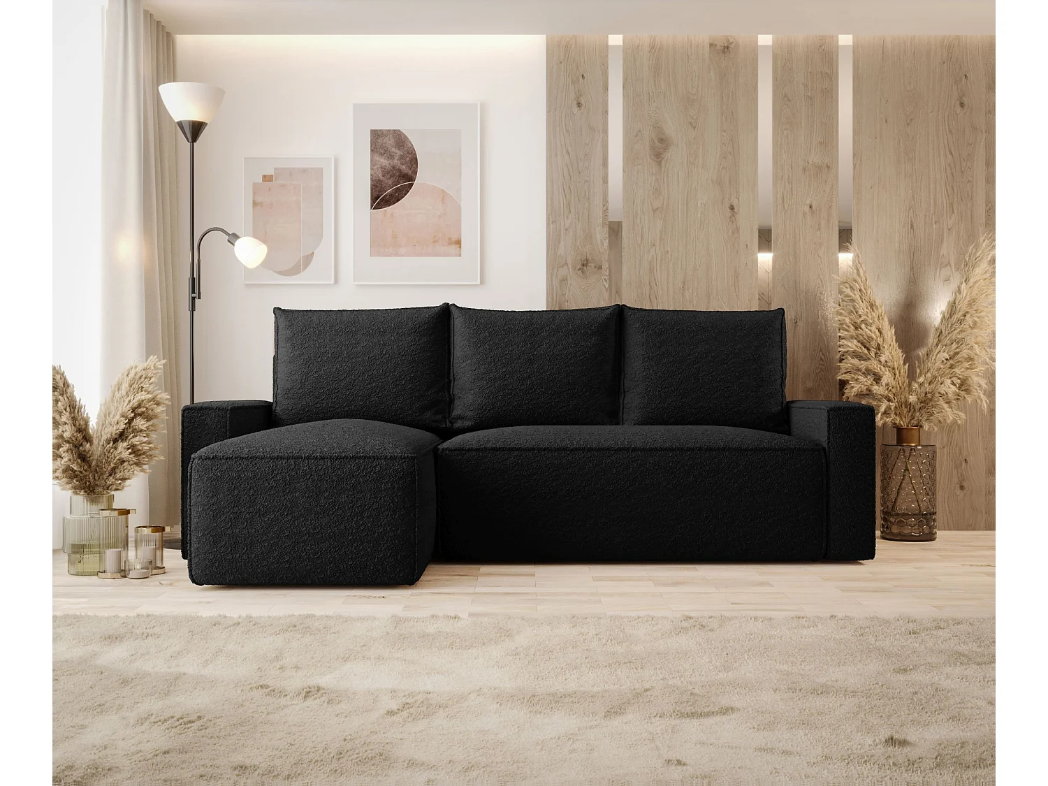 ECKSOFA mit Schlaffunktion SAVIO Quelle 100 Schwarz Links L-Form Sofa mit Stauraum Bettkasten Wohnzimmersofa Couch Sofa Bettsofa Bettkasten Bettcouch