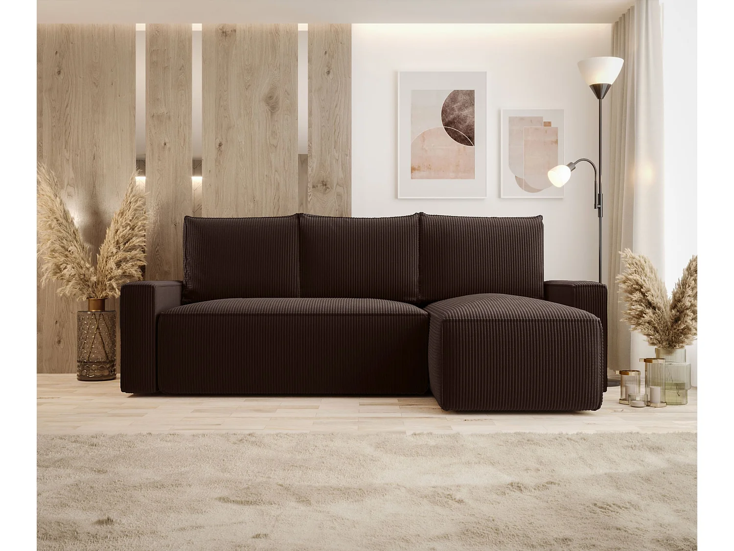 ECKSOFA mit Schlaffunktion SAVIO Poso 06 Braun Rechts L-Form Sofa mit Stauraum Bettkasten Wohnzimmersofa Couch Sofa Bettsofa Bettkasten Bettcouch