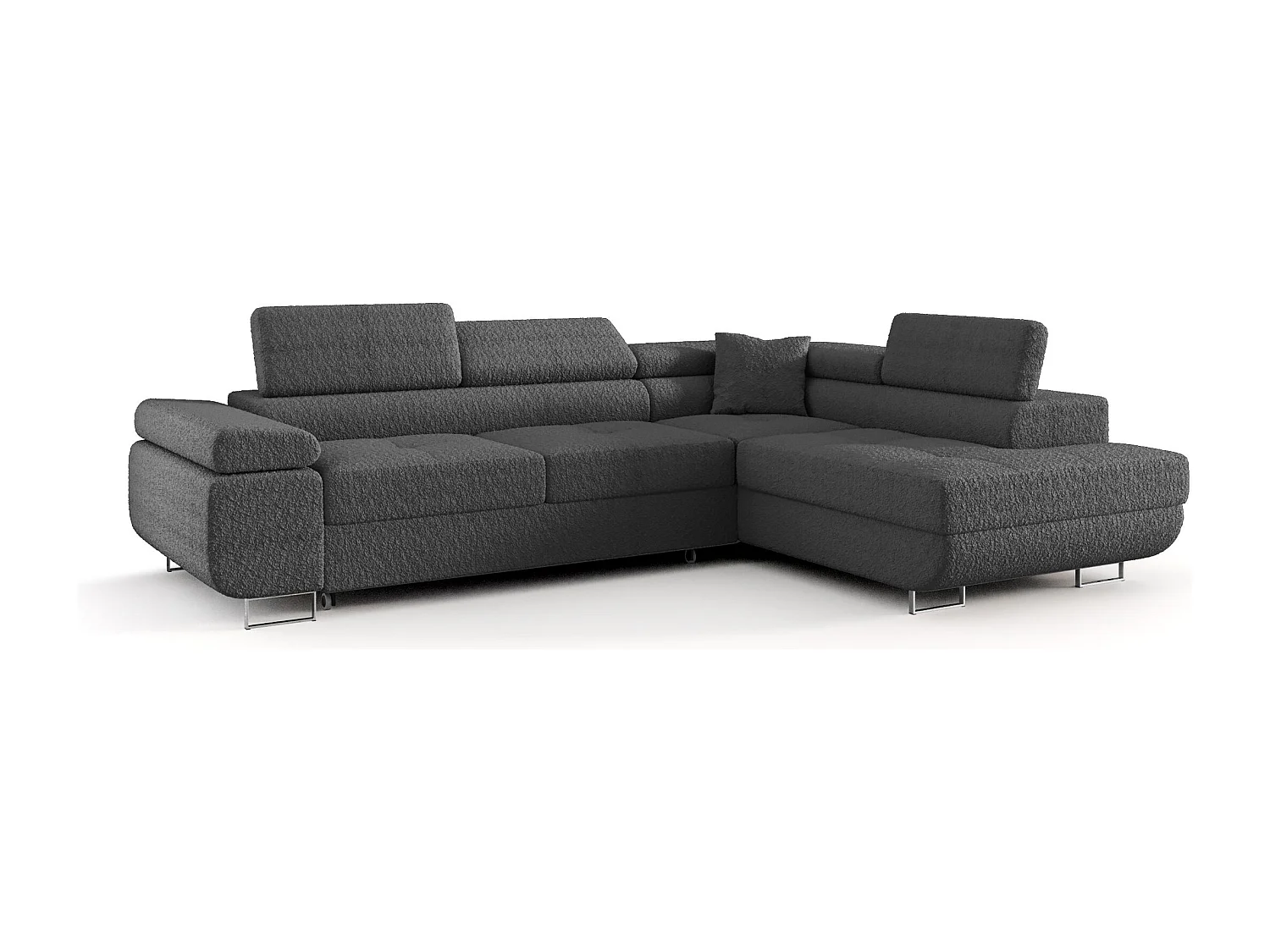 ECKSOFA EMILY mit Schlaffunktion Quelle 92 Dunkelgrau Rechts L-Form Sofa mit Stauraum Bettkasten Wohnzimmersofa Couch Sofa Bettsofa Bettkasten Bettcouch