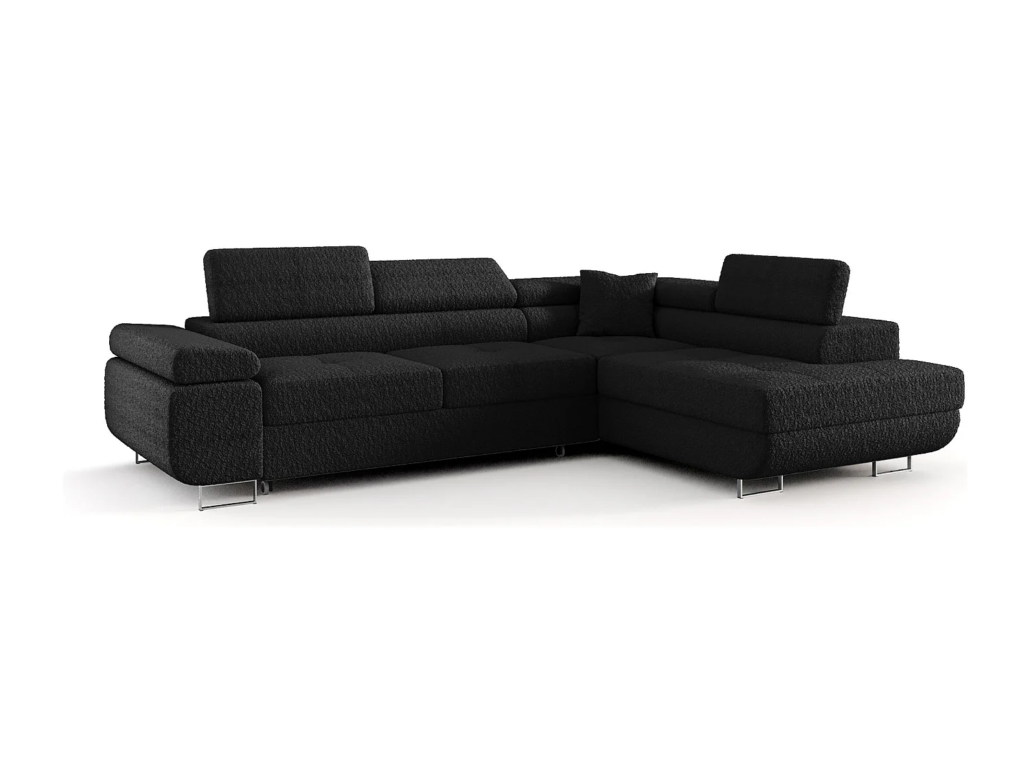 HOEKBANK EMILY met slaapfunctie Quelle 100 Zwart Rechts L-vorm bank met opbergruimte, slaapbank, woonkamerbank