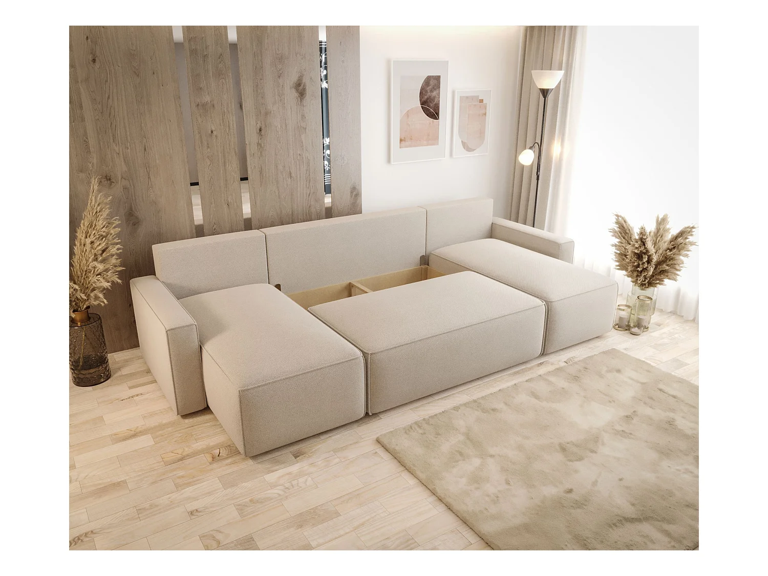 ECKSOFA mit Schlaffunktion SAVIO U Poso 06 Braun U-Form Sofa mit Stauraum Bettkasten Wohnzimmersofa Couch Sofa Bettsofa Bettkasten Bettcouch