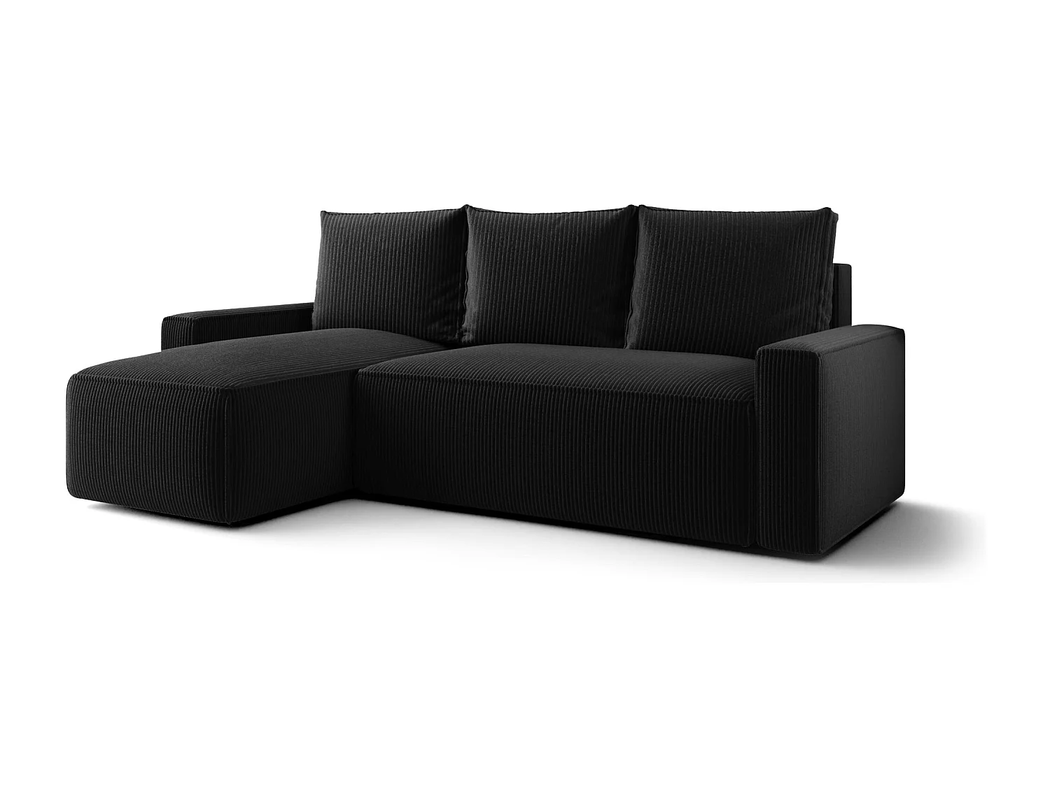 ECKSOFA mit Schlaffunktion SAVIO Poso 135 Schwarz Links L-Form Sofa mit Stauraum Bettkasten Wohnzimmersofa Couch Sofa Bettsofa Bettkasten Bettcouch