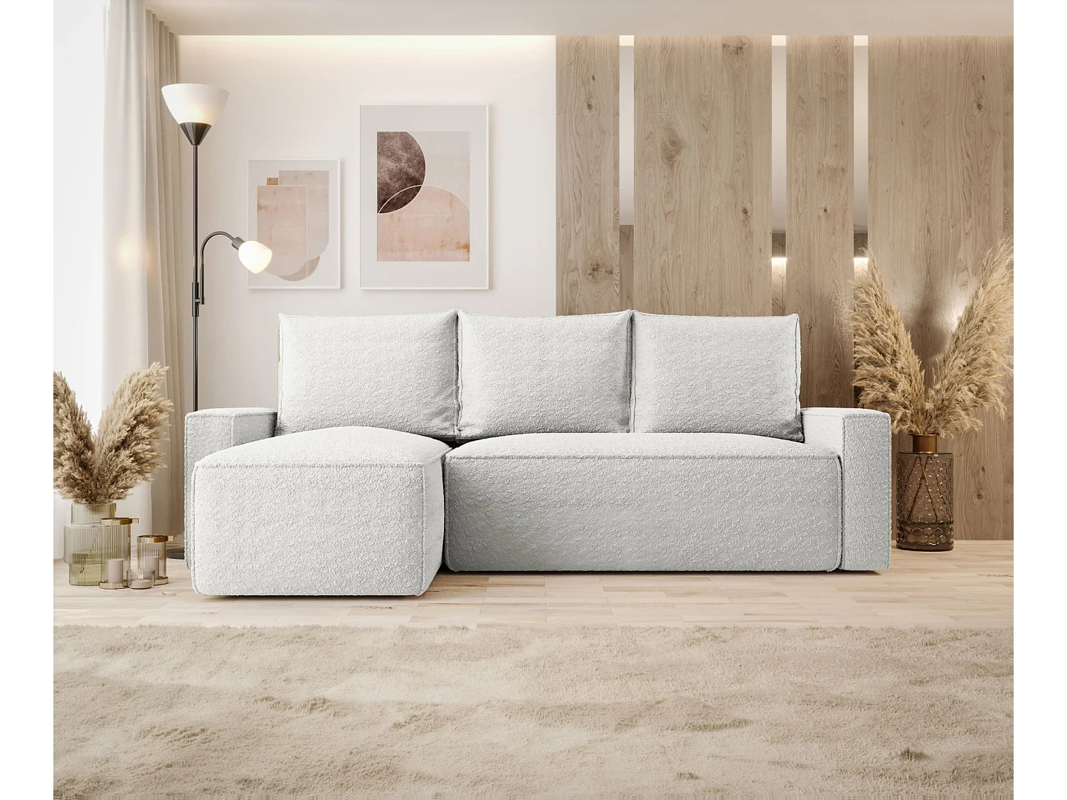 ECKSOFA mit Schlaffunktion SAVIO Quelle 01 Creme Links L-Form Sofa mit Stauraum Bettkasten Wohnzimmersofa Couch Sofa Bettsofa Bettkasten Bettcouch
