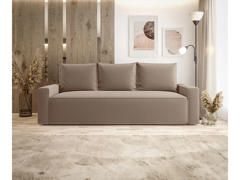 SOFA SAVIO Poso 02 Hellbraun mit Stauraum Bettkasten Wohnzimmersofa Couch Sofa Bettsofa Bettkasten Bettcouch