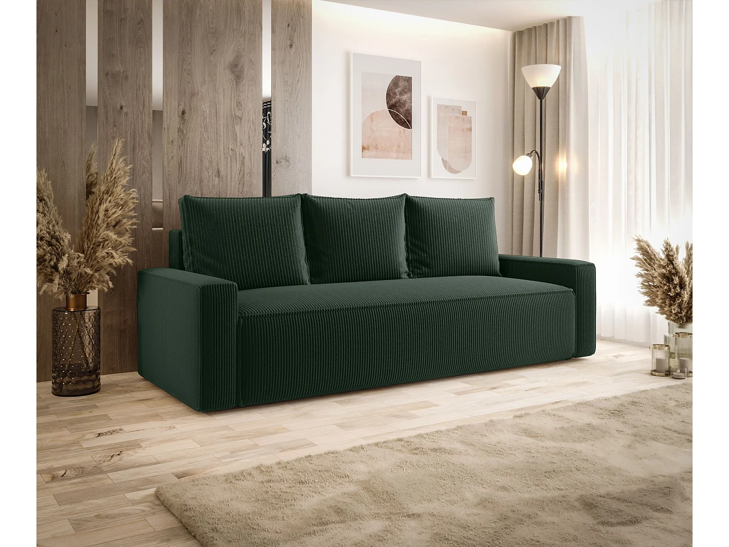 SOFA SAVIO Poso 14 Dunkelgrün mit Stauraum Bettkasten Wohnzimmersofa Couch Sofa Bettsofa Bettkasten Bettcouch
