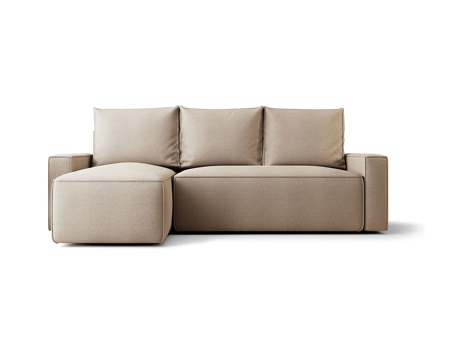 Hoekbank met slaapfunctie SAVIO Curio 15 beige links L-vormige bank met opbergruimte woonkamerbank, slaapbank, bank met opbergruimte