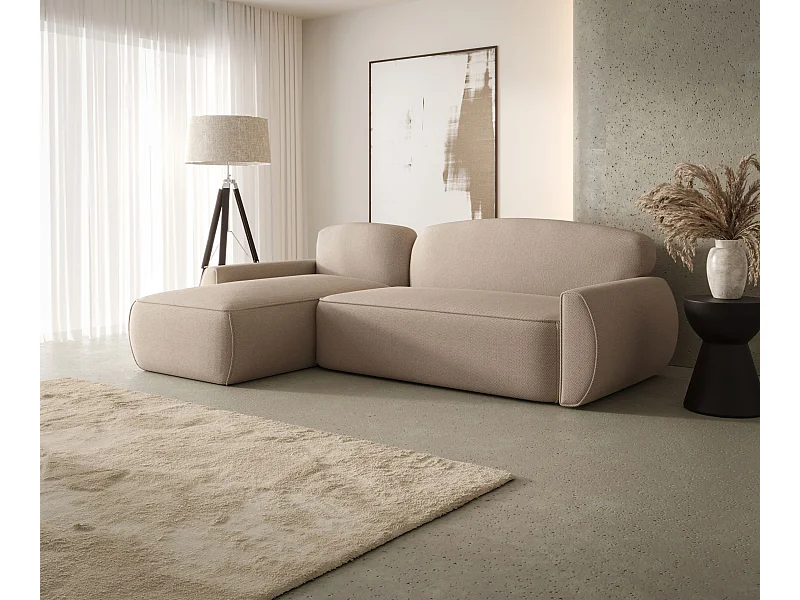 ECKSOFA mit Schlaffunktion LUCAS Curio 15 Beige Links L-Form Sofa mit Stauraum Bettkasten Wohnzimmersofa Couch Sofa Bettsofa Bettkasten Bettcouch