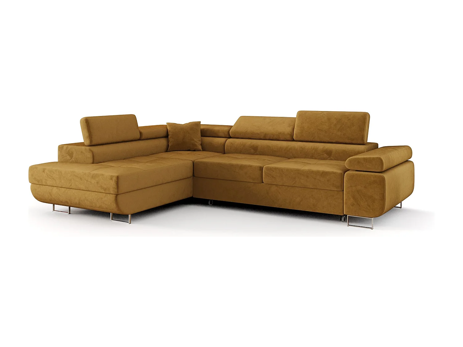 ECKSOFA EMILY mit Schlaffunktion Monolith 48 Orange Links L-Form Sofa mit Stauraum Bettkasten Wohnzimmersofa Couch Sofa Bettsofa Bettkasten Bettcouch