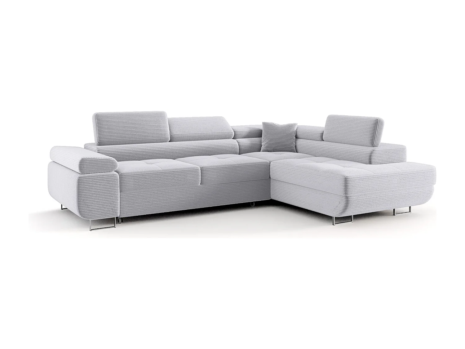 ECKSOFA EMILY mit Schlaffunktion Poso 110 Hellgrau Rechts L-Form Sofa mit Stauraum Bettkasten Wohnzimmersofa Couch Sofa Bettsofa Bettkasten Bettcouch
