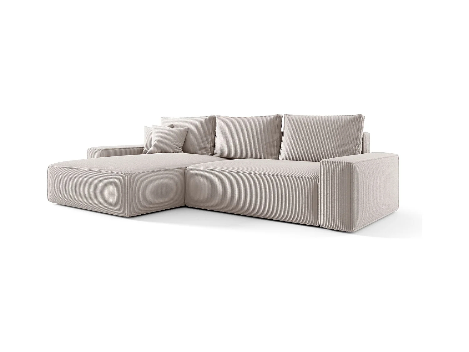 Hoekbank MONA met slaapfunctie POSO 100 ecru links L-vormige bank met opbergruimte woonkamerbank slaapbank