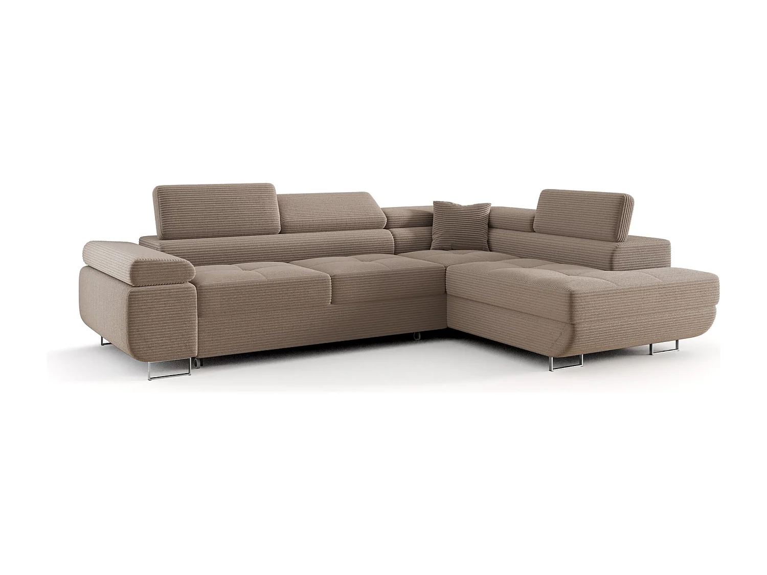 ECKSOFA EMILY mit Schlaffunktion Poso 02 Hellbraun Rechts L-Form Sofa mit Stauraum Bettkasten Wohnzimmersofa Couch Sofa Bettsofa Bettkasten Bettcouch