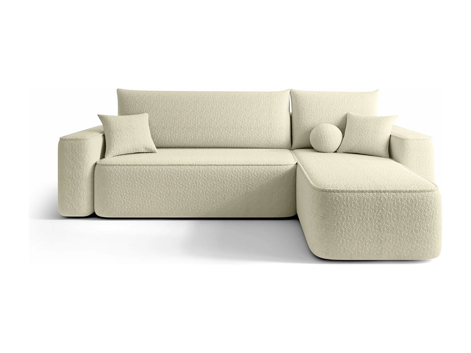 ECKSOFA mit Schlaffunktion SENNO Quelle 02 Ecru Rechts L-Form Sofa mit Stauraum Bettkasten Wohnzimmersofa Couch Sofa Bettsofa Bettkasten Bettcouch