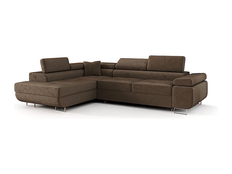 ECKSOFA EMILY mit Schlaffunktion Monolith 09 Braun Links L-Form Sofa mit Stauraum Bettkasten Wohnzimmersofa Couch Sofa Bettsofa Bettkasten Bettcouch