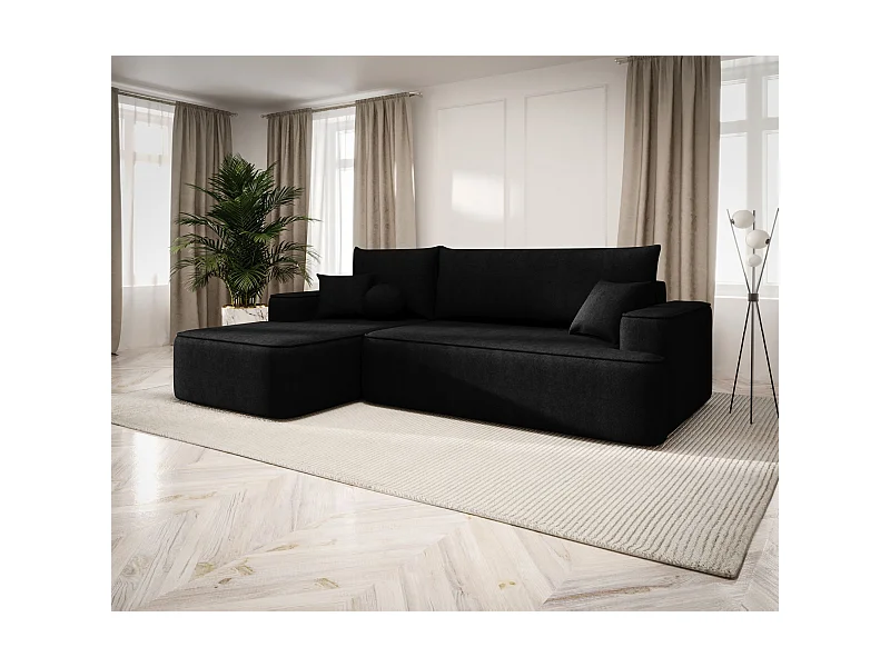 ECKSOFA mit Schlaffunktion FIGO Curio 99 Schwarz Links L-Form Sofa mit Stauraum Bettkasten Wohnzimmersofa Couch Sofa Bettsofa Bettkasten Bettcouch