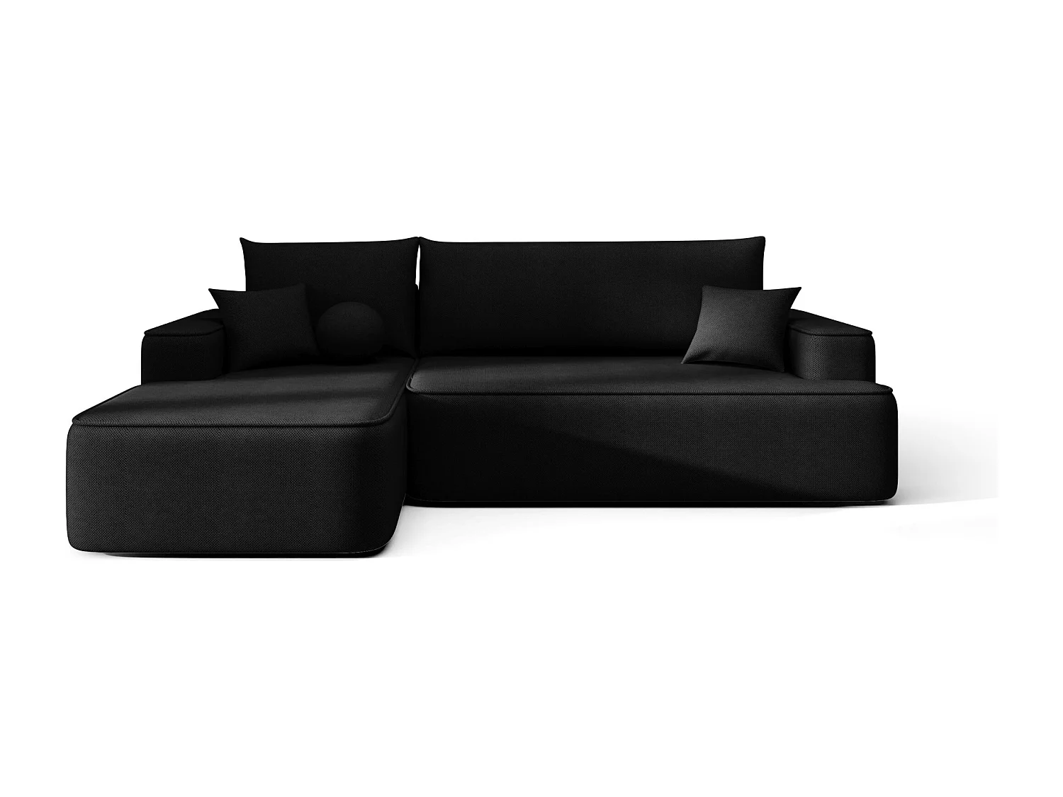 NAROŻNIK FIGO z funkcją spania Curio 99 Czarny Lewy Sofa w kształcie L z pojemnikiem na pościel, sofa rozkładana, sofa do salonu