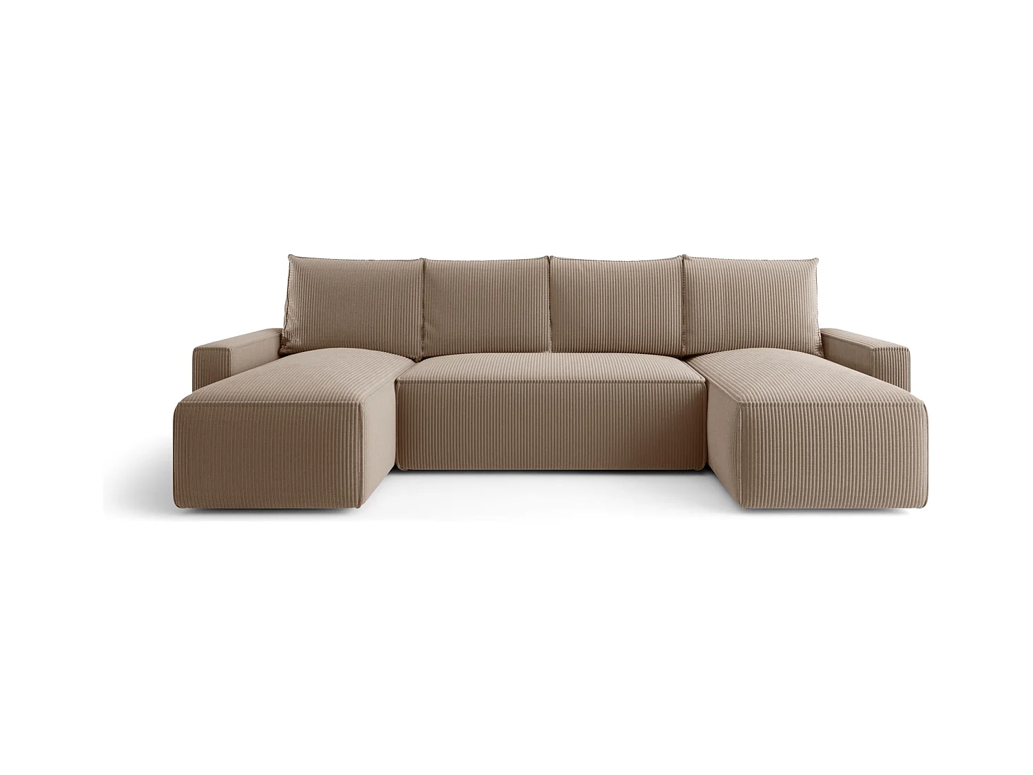 ECKSOFA mit Schlaffunktion SAVIO U Poso 02 Hellbraun U-Form Sofa mit Stauraum Bettkasten Wohnzimmersofa Couch Sofa Bettsofa Bettkasten Bettcouch