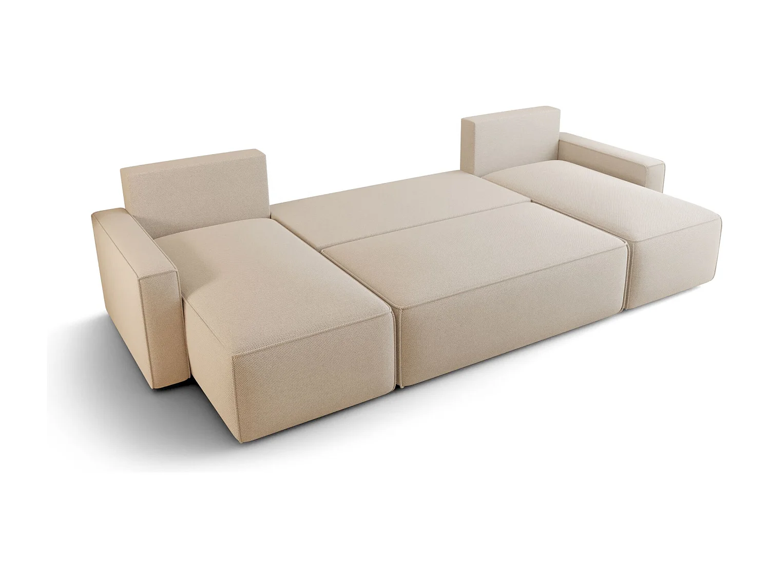 ECKSOFA mit Schlaffunktion SAVIO U Poso 02 Hellbraun U-Form Sofa mit Stauraum Bettkasten Wohnzimmersofa Couch Sofa Bettsofa Bettkasten Bettcouch
