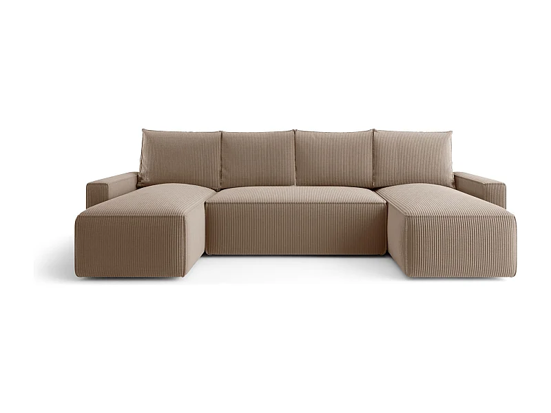 ECKSOFA mit Schlaffunktion SAVIO U Poso 02 Hellbraun U-Form Sofa mit Stauraum Bettkasten Wohnzimmersofa Couch Sofa Bettsofa Bettkasten Bettcouch