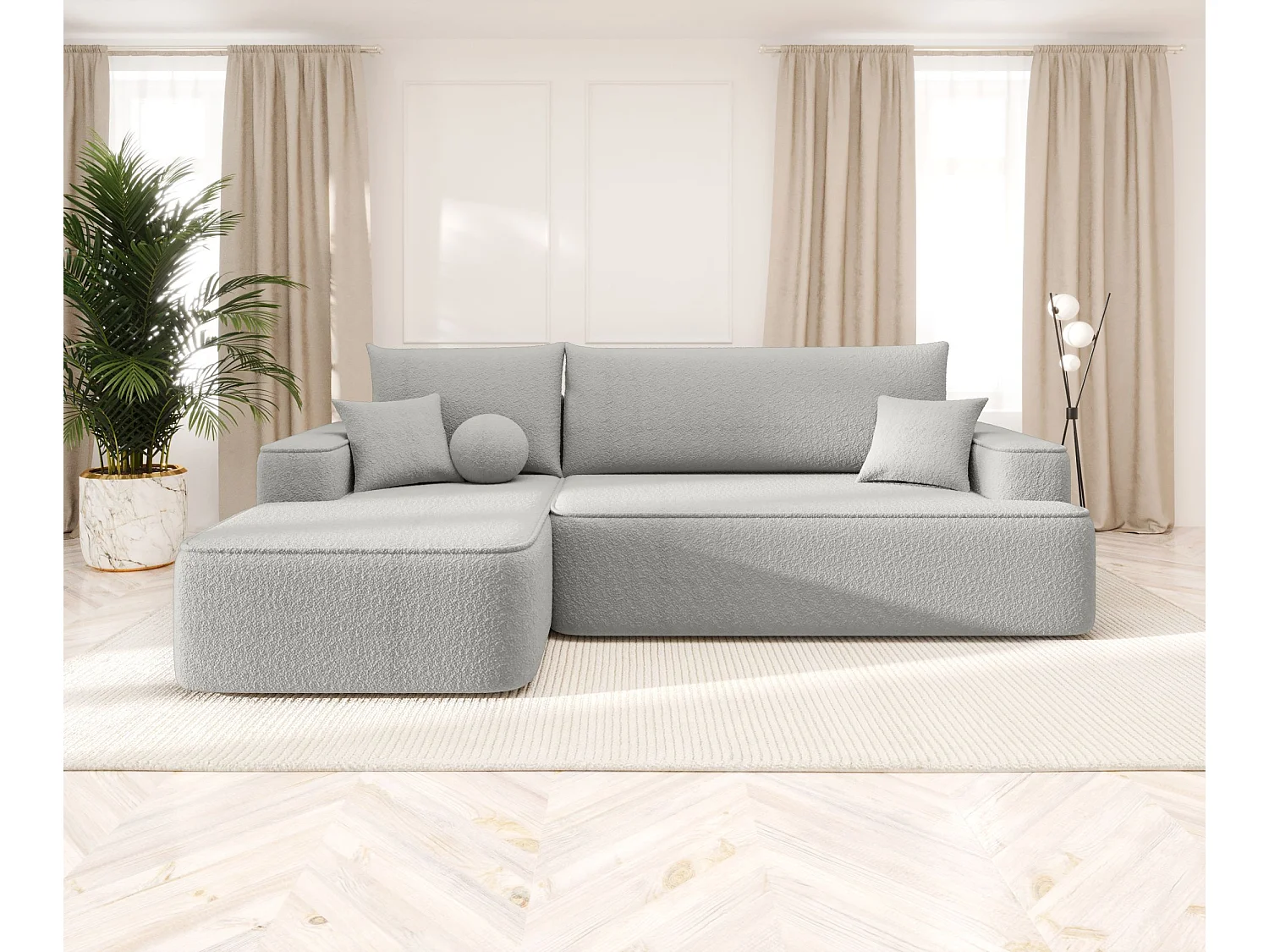 ECKSOFA mit Schlaffunktion FIGO Quelle 83 Grau Links L-Form Sofa mit Stauraum Bettkasten Wohnzimmersofa Couch Sofa Bettsofa Bettkasten Bettcouch