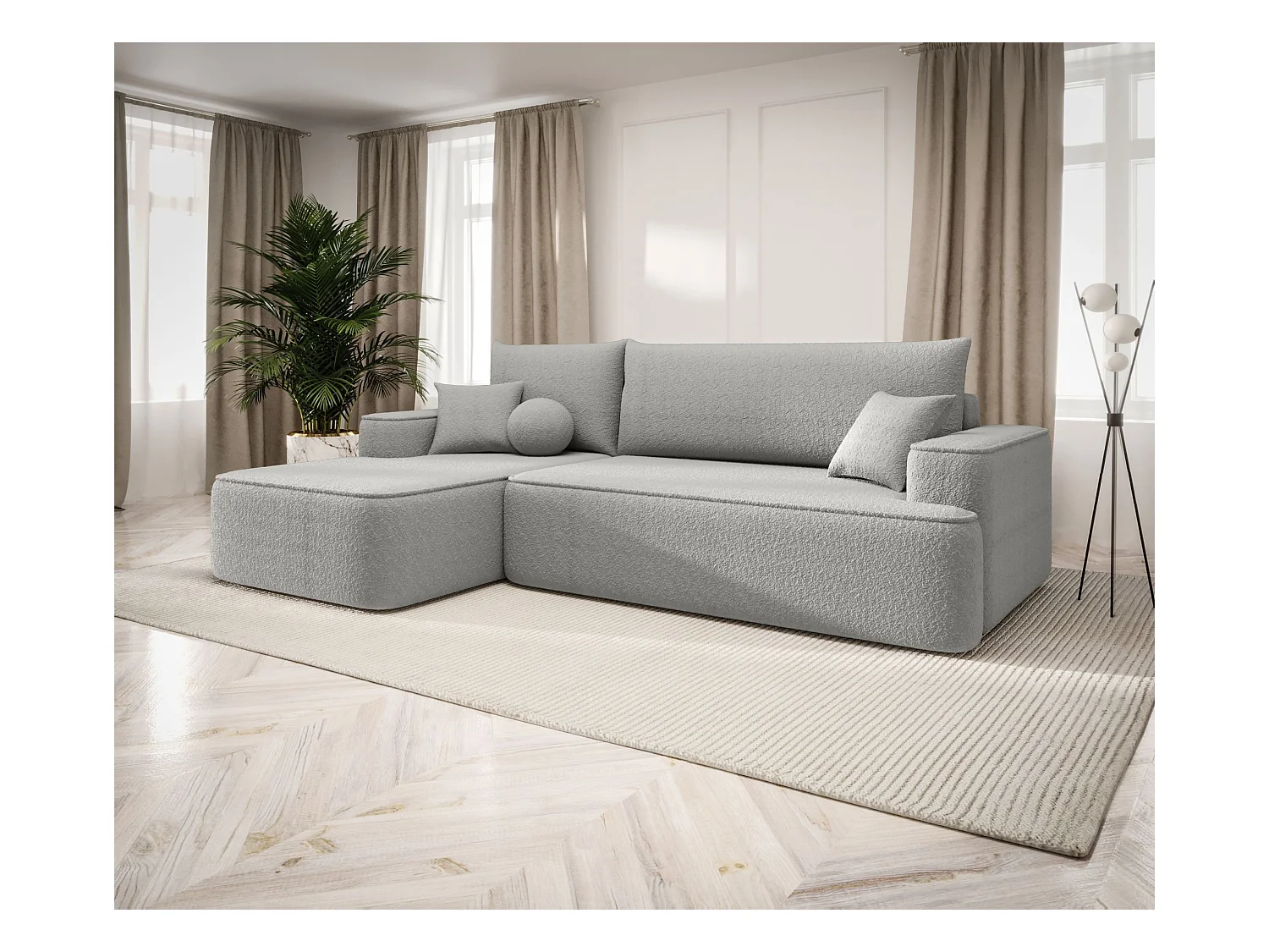 ECKSOFA mit Schlaffunktion FIGO Quelle 83 Grau Links L-Form Sofa mit Stauraum Bettkasten Wohnzimmersofa Couch Sofa Bettsofa Bettkasten Bettcouch
