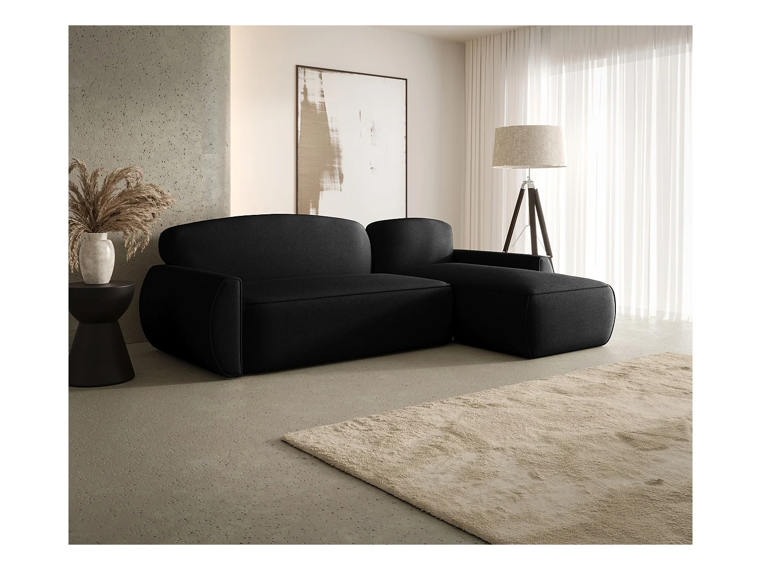 Hoekbank met slaapfunctie LUCAS Curio 99 zwart rechts L-vormige bank met opbergruimte woonkamerbank, slaapbank, bank met opbergruimte