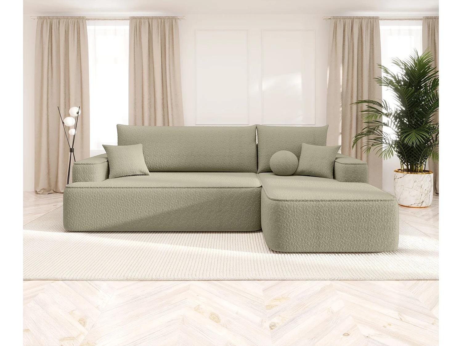 ECKSOFA mit Schlaffunktion FIGO Quelle 06 Beige Rechts L-Form Sofa mit Stauraum Bettkasten Wohnzimmersofa Couch Sofa Bettsofa Bettkasten Bettcouch