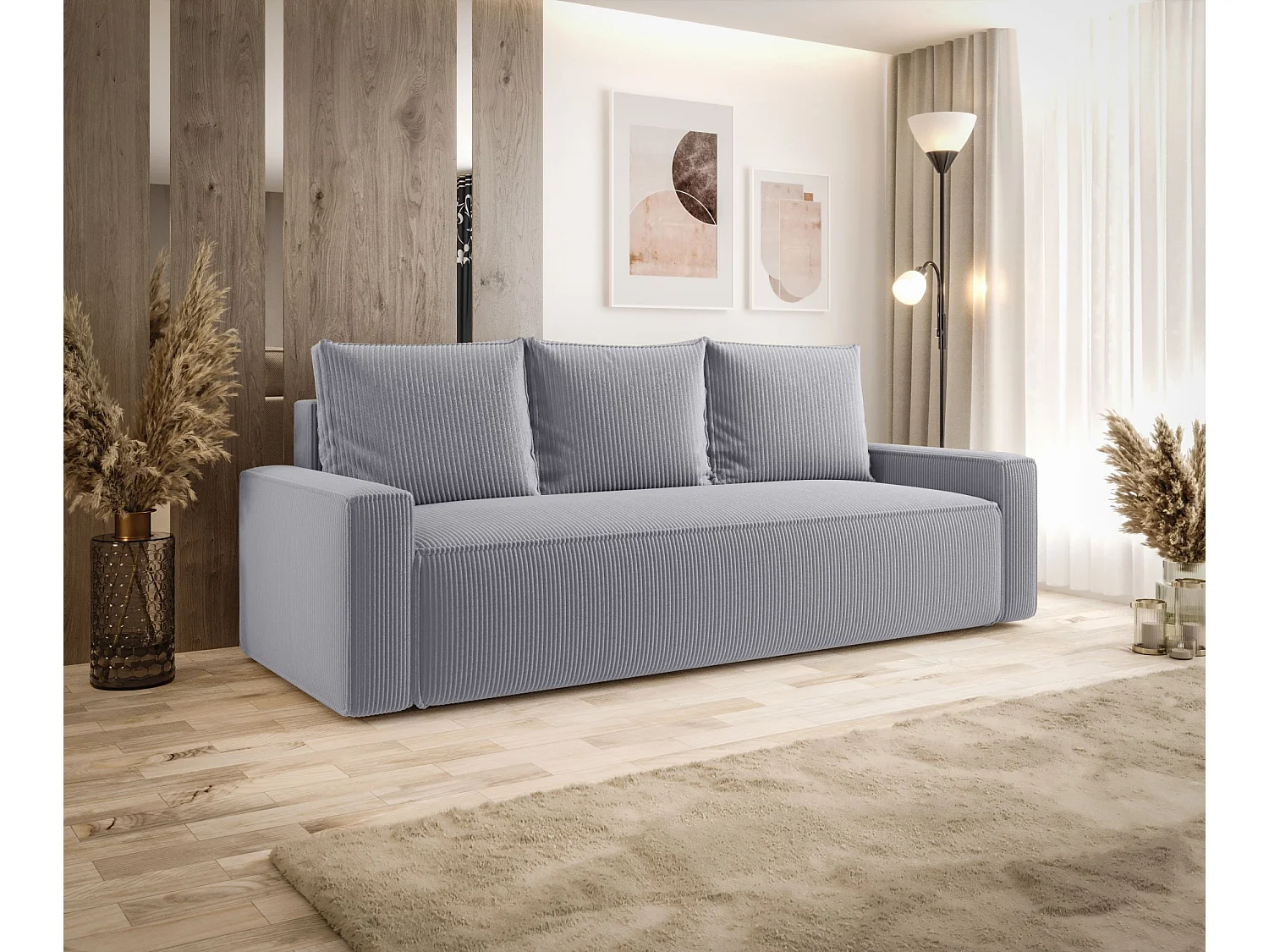 Bank SAVIO Poso 55 grijs met opbergruimte woonkamerbank, slaapbank, bank met opbergruimte