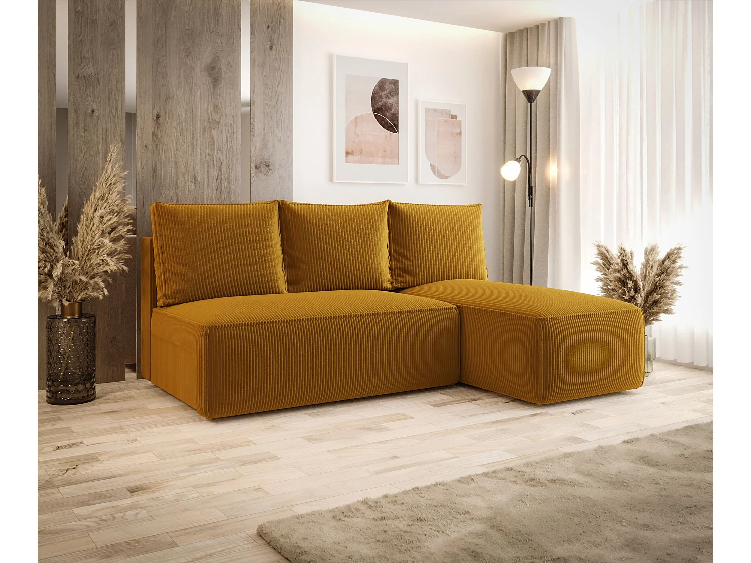 ECKSOFA mit Schlaffunktion SAVIO MINI Poso 01 Orange Rechts L-Form Sofa mit Stauraum Bettkasten Wohnzimmersofa Couch Sofa Bettsofa Bettkasten Bettcouch