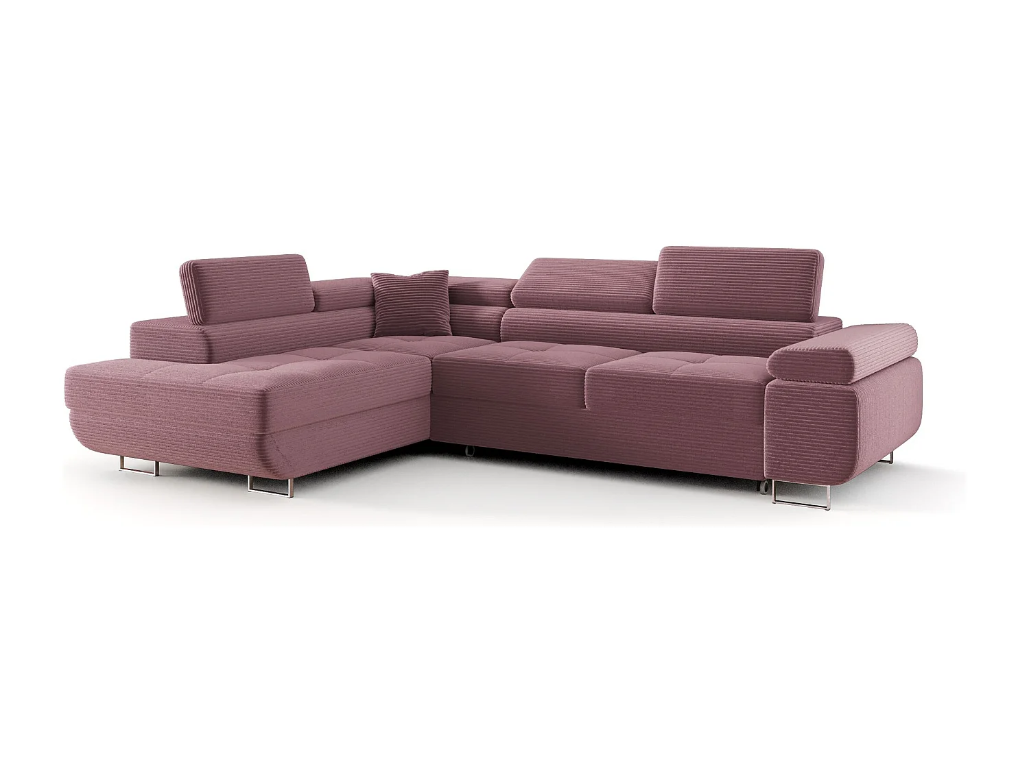 ECKSOFA EMILY mit Schlaffunktion Poso 130 Violett Links L-Form Sofa mit Stauraum Bettkasten Wohnzimmersofa Couch Sofa Bettsofa Bettkasten Bettcouch